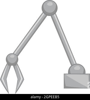 Benna di un escavatore icona, grigio in stile monocromatico Illustrazione Vettoriale