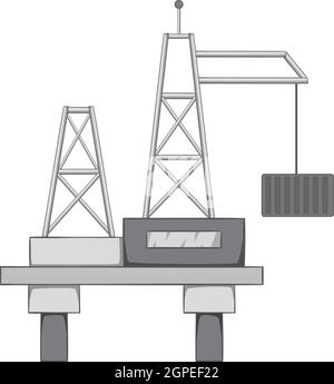 Olio piattaforma offshore icona, grigio in stile monocromatico Illustrazione Vettoriale