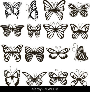 Butterfly set di icone, stile semplice Illustrazione Vettoriale