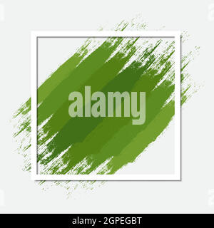 Cornice verde astratta in stile grunge. Composizione eco-quadrata di fondo. Design dei bordi ideale per la conservazione ambientale di opuscoli o etichette ecologicamente compatibili. Sfondo vettoriale con spazio di copia. Illustrazione Vettoriale