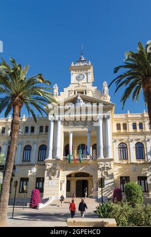 Edificio del Municipio in stile barocco del XIX secolo. Malaga, Costa del Sol, Provincia di Malaga, Andalusia, Spagna meridionale. Foto Stock