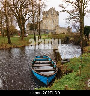 15 ° secolo Ross Castello, vicino a Killarney nel Parco Nazionale di Killarney, County Kerry, Repubblica d'Irlanda. Eire. Questo tipo di struttura è noto come Foto Stock