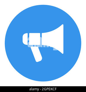 Icona del glifo bianco del vettore del megafono o dell'altoparlante Illustrazione Vettoriale