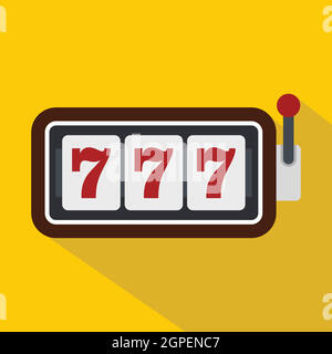 Slot machine con tre sevens, icona di stile piatto Illustrazione Vettoriale