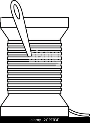 Ago e filo icona, stile contorno Illustrazione Vettoriale