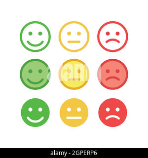 Feedback Face Vector Set felice, arrabbiato Illustrazione Vettoriale