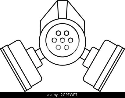 Maschera a gas, l'icona di stile di contorno Illustrazione Vettoriale