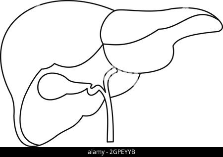 Icona di fegato, stile contorno Illustrazione Vettoriale