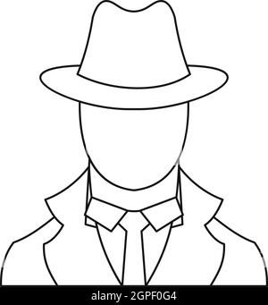 Icona di spy, stile contorno Illustrazione Vettoriale