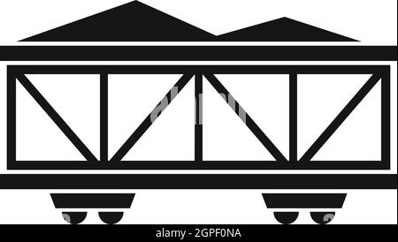 Treno cargo icona del carro, stile semplice Illustrazione Vettoriale