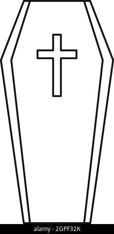 Icona del feretro, stile contorno Illustrazione Vettoriale