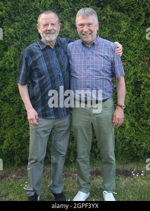 GDR Pallamano e leggende Ernst Gerlach e Hartmut Krüger SC Magdeburg Foto Stock