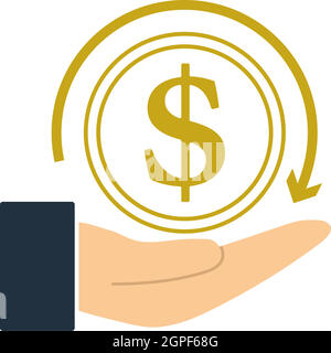 Icona Cash Back Coin to Hand Illustrazione Vettoriale