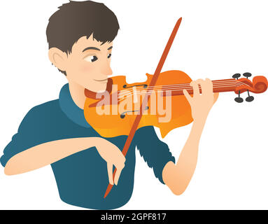 L'uomo gioca sul violino icona, stile piatto Illustrazione Vettoriale