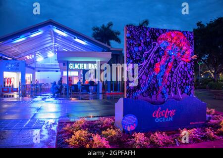 Orlando, Florida. Settembre 03, 2021. Vista parziale dell'insegna Electric Ocean al Seaworld (3) Foto Stock