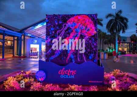 Orlando, Florida. Settembre 03, 2021. Vista parziale dell'insegna Electric Ocean al Seaworld (2) Foto Stock