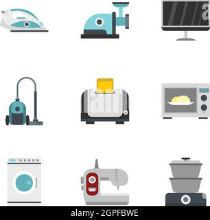 Tecnica di set di icone di stile di Piana Illustrazione Vettoriale