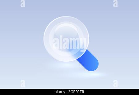 Icona trasparente di ricerca in vetro, cartello di raccolta. Illustrazione vettoriale Illustrazione Vettoriale