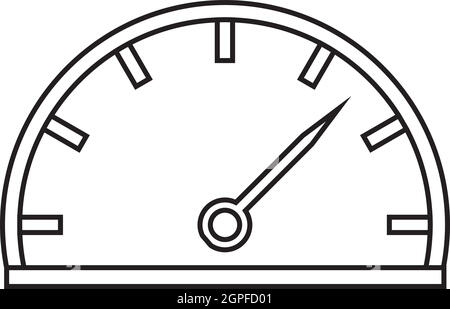 Icona del tachimetro, stile contorno Illustrazione Vettoriale