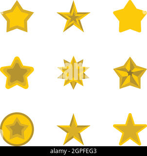 Tipi di stelle set di icone di stile di Piana Illustrazione Vettoriale