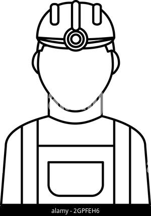 Il minatore icona, stile contorno Illustrazione Vettoriale