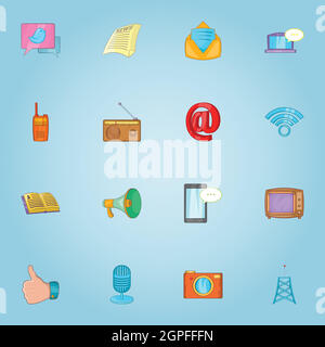 Connessione Internet set di icone, stile cartoon Illustrazione Vettoriale