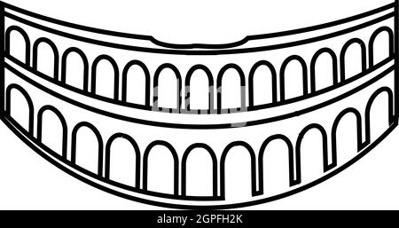 Colosseo a Roma, l'icona di stile di contorno Illustrazione Vettoriale