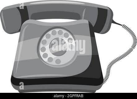 Retrò icona telefono, grigio in stile monocromatico Illustrazione Vettoriale