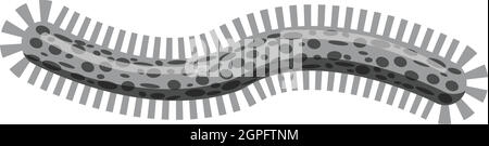 Lungo icona virus, grigio in stile monocromatico Illustrazione Vettoriale