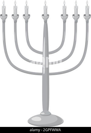 Il Menorah icona, grigio in stile monocromatico Illustrazione Vettoriale