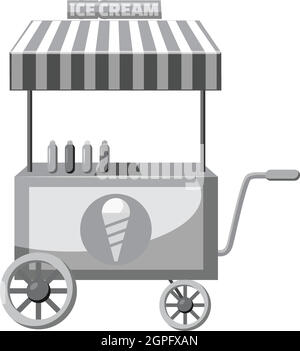 Carrello con gelato icona, grigio in stile monocromatico Illustrazione Vettoriale