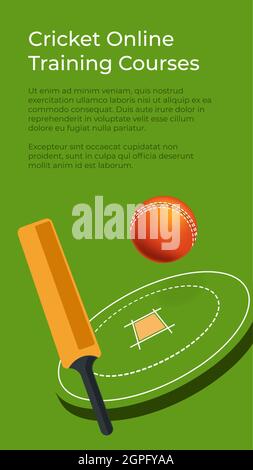 Corsi di formazione online Cricket, imparare a giocare Illustrazione Vettoriale