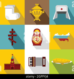 Vacanze in Russia set di icone di stile di Piana Illustrazione Vettoriale