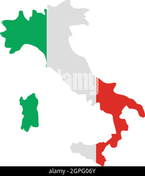 Italia mappa icona, stile piatto Illustrazione Vettoriale