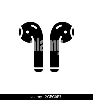 Icona del glifo vettoriale delle cuffie wireless Airpods Illustrazione Vettoriale