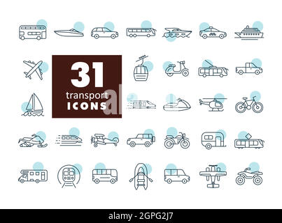 Set di icone piatte del vettore di trasporto Illustrazione Vettoriale
