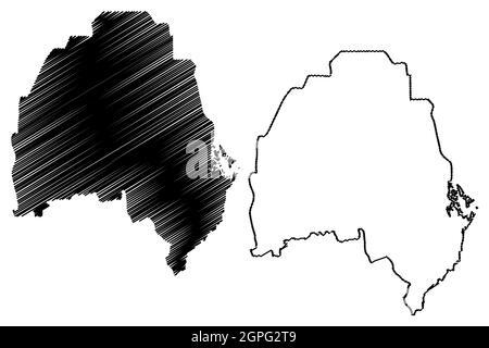 Illustrazione vettoriale del distretto di Gomati (stato di Tripura, Repubblica dell'India), schizzo della mappa di Gomati Illustrazione Vettoriale