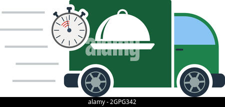 Fast Food Delivery Car Icon Stock Vector