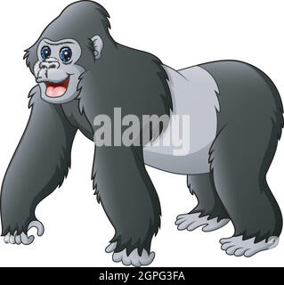 Illustrazione vettoriale di Cartoon divertente gorilla Illustrazione Vettoriale