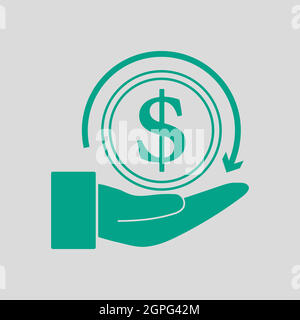 Icona Cash Back Coin to Hand Illustrazione Vettoriale
