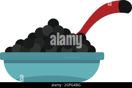 Il caviale nero icona, stile piatto Illustrazione Vettoriale