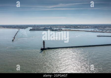 Vue aérienne du Port de Dunkerque, Francia, Nord Foto Stock