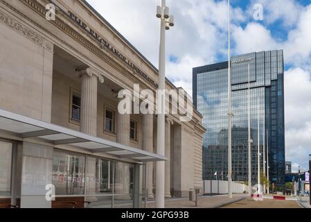 Lo scambio a 3 Centenary Square, Broad Street, Birmingham è un ex ramo TSB che ora fa parte dell'Università di Birmingham e Hyatt Hotel Foto Stock