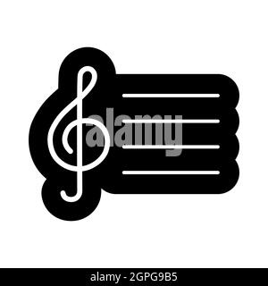 Treble clef vector glyph icon. Music sign Stock Vector