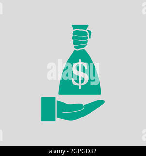 Tenere a mano l'icona Money Bag Illustrazione Vettoriale