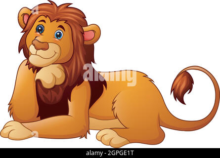 Carino lion cartoon Illustrazione Vettoriale