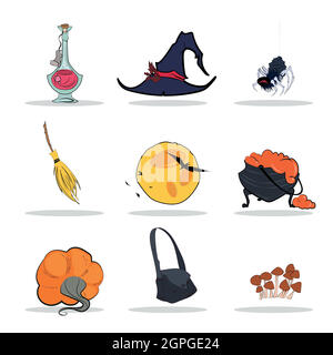 Halloween strega icone isolato colore illustrazione Illustrazione Vettoriale