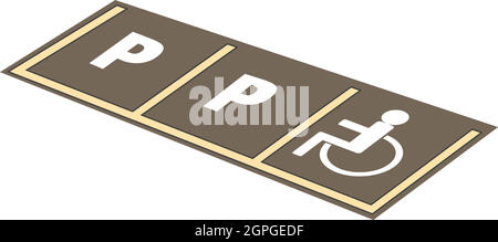 Parcheggio Disabili icona, stile cartoon Illustrazione Vettoriale