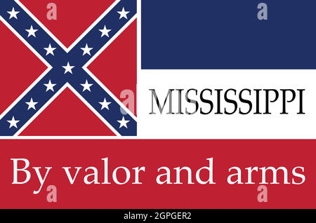 Bandiera dello stato del Mississippi con motto Illustrazione Vettoriale