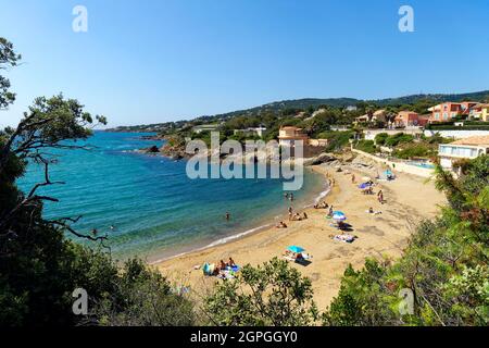 Francia, Var (83), Issambres cornice, Roquebrune sur Argens, Les Issambres, Spiaggia di Grand Boucharel Foto Stock